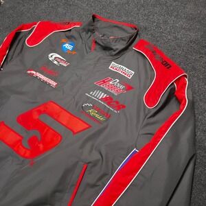 Snap-on Racing Jacket Mens XL Grey Red Full Zip Sponsor Logos Ganassi RCR Doug H
